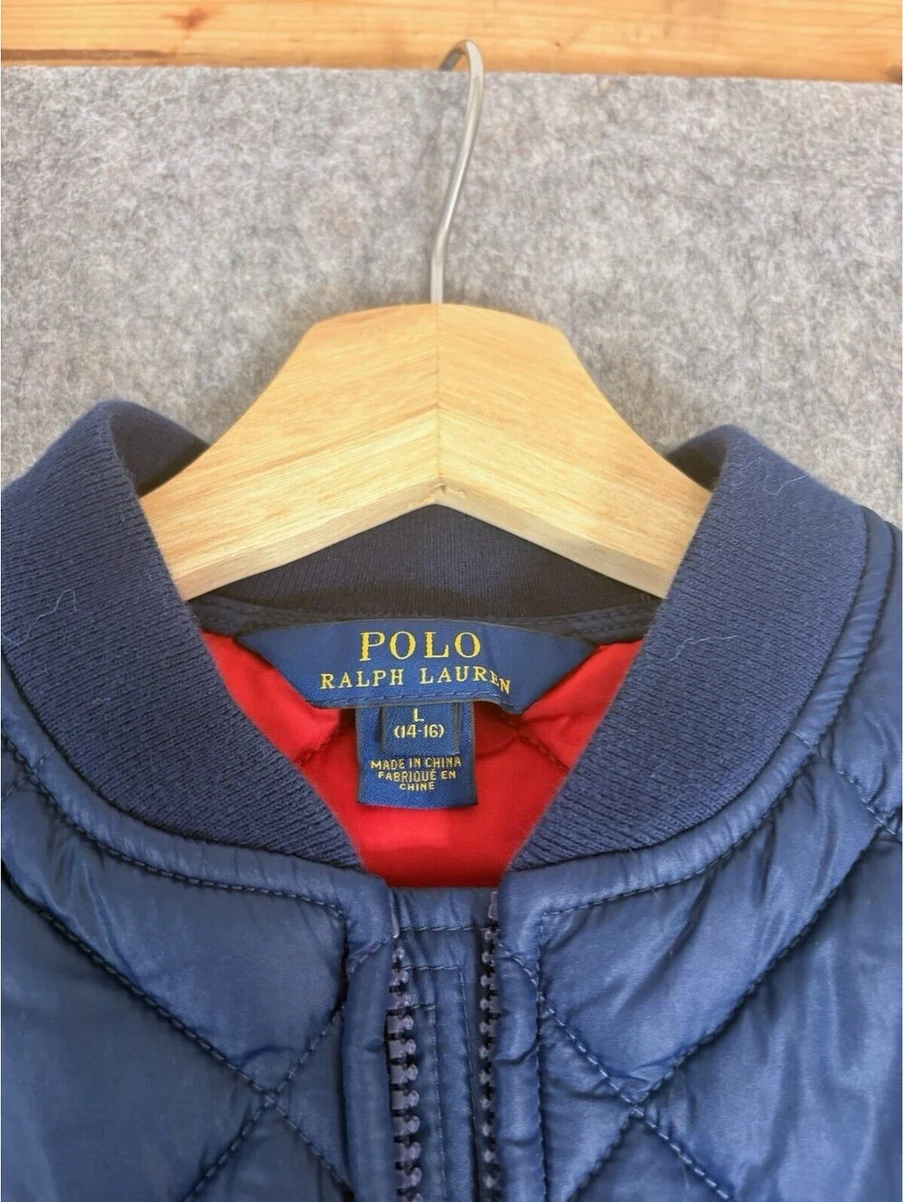 Polo Ralph Lauren Vest Jacket Youth Large Blue Quilted Snap Puffer Pony Logo